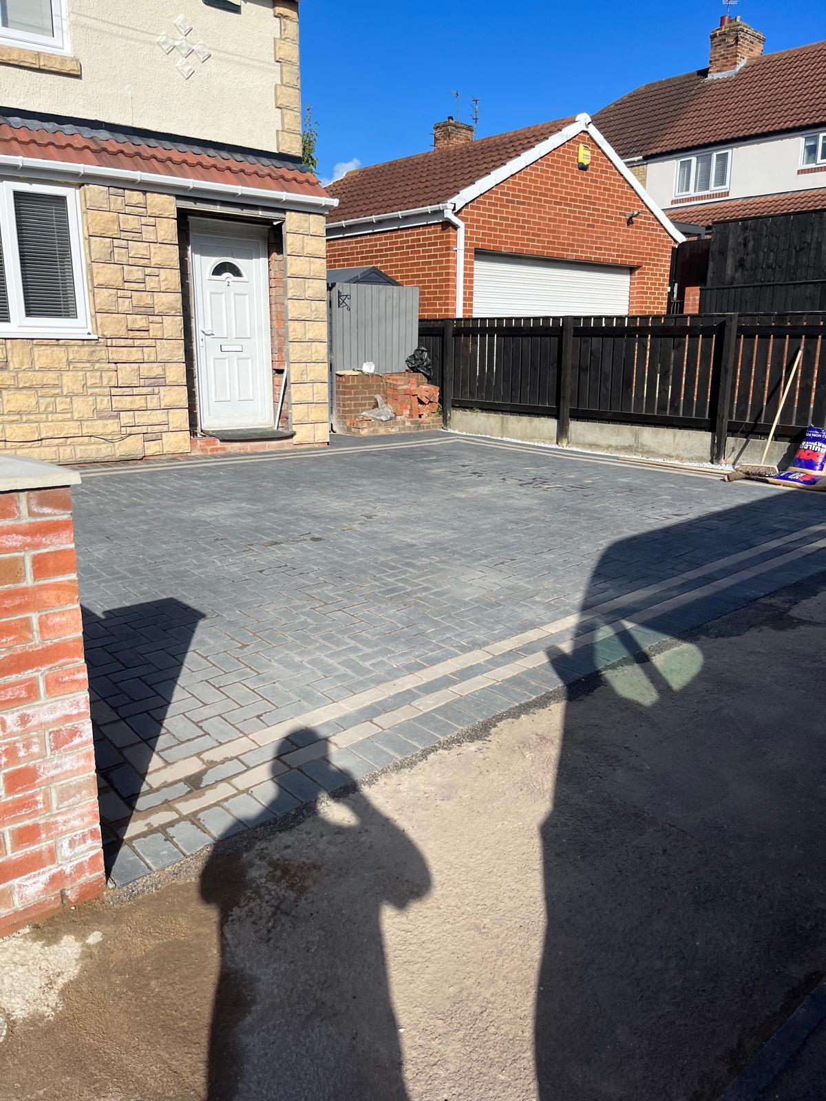 Block paved driveway after the work