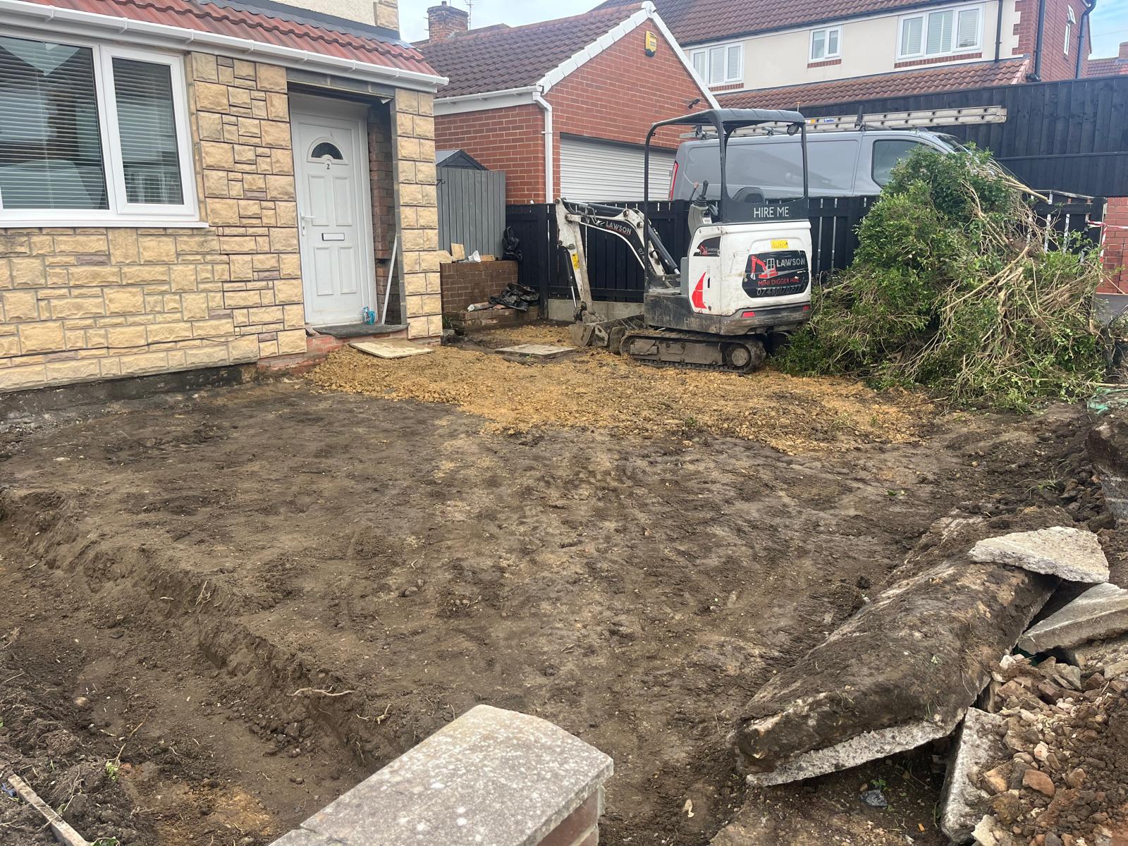 Block paved driveway before the work