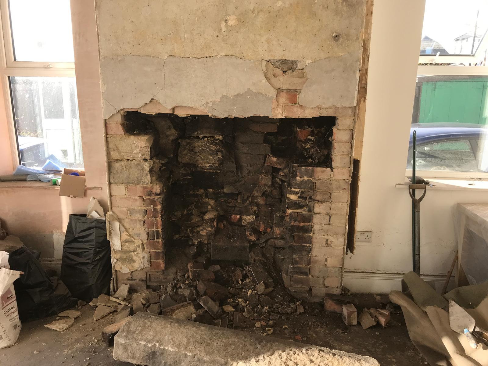 Chimney breast opening before the work