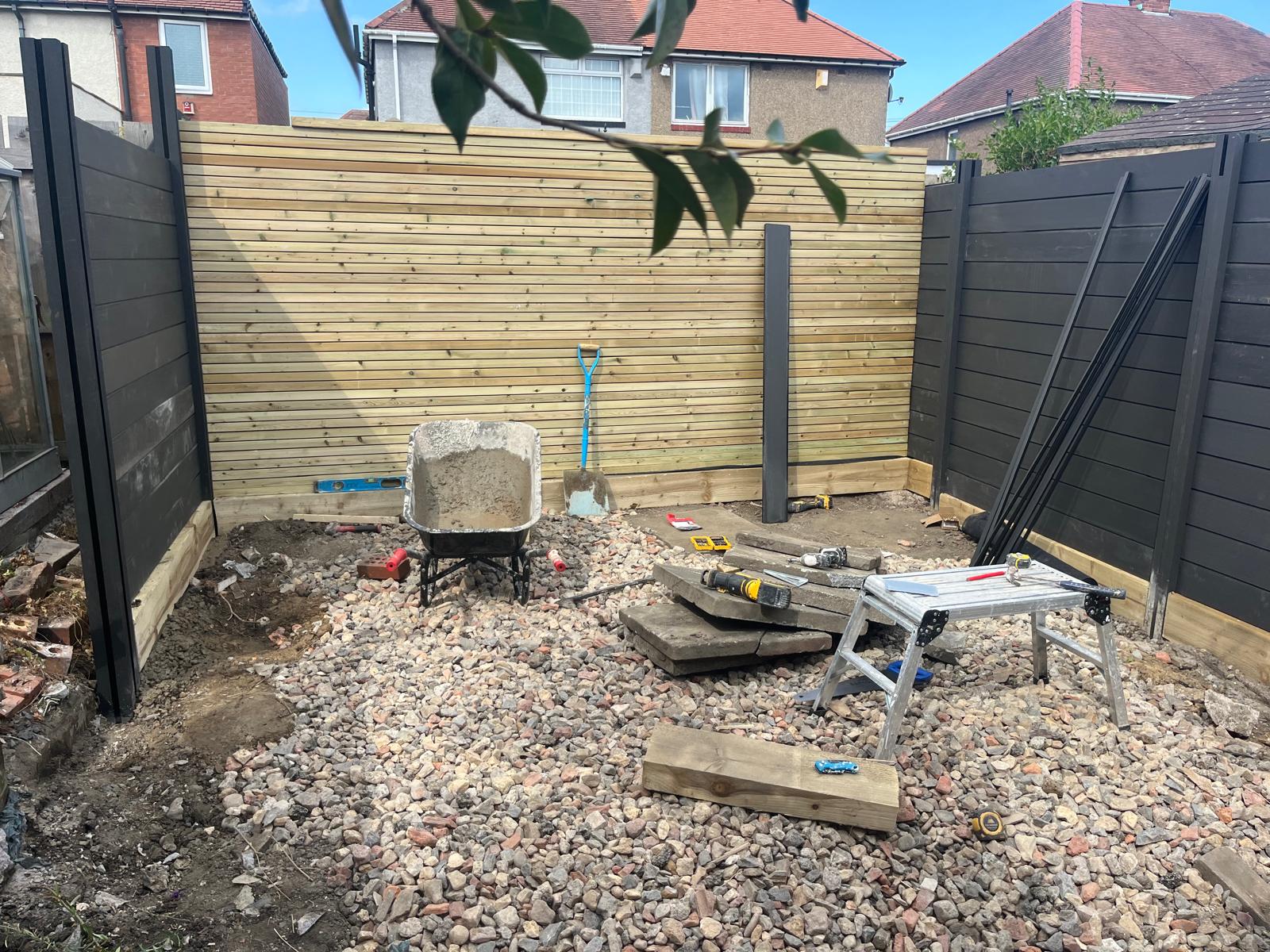 Pergola and resin patio before the work