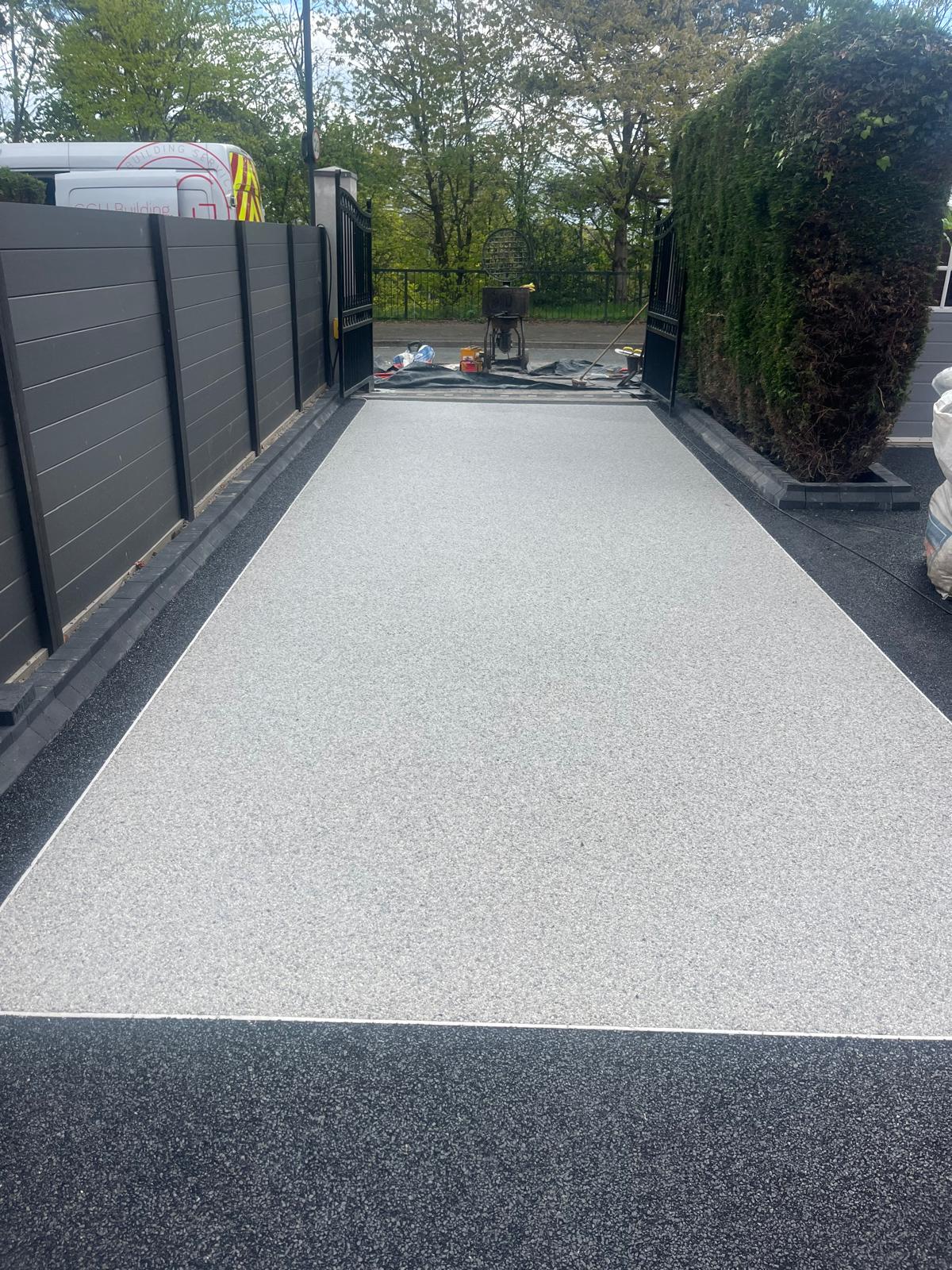 Resin driveway over old tarmac after the work