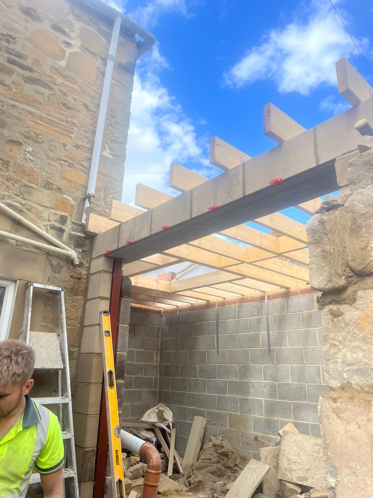 Roof timbers and steel